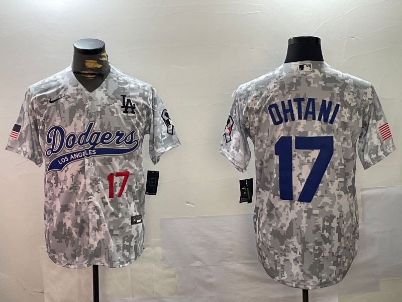 Men Los Angeles Dodgers 17 Ohtani Camo Joint Name 2024 Nike MLB Jersey style 2